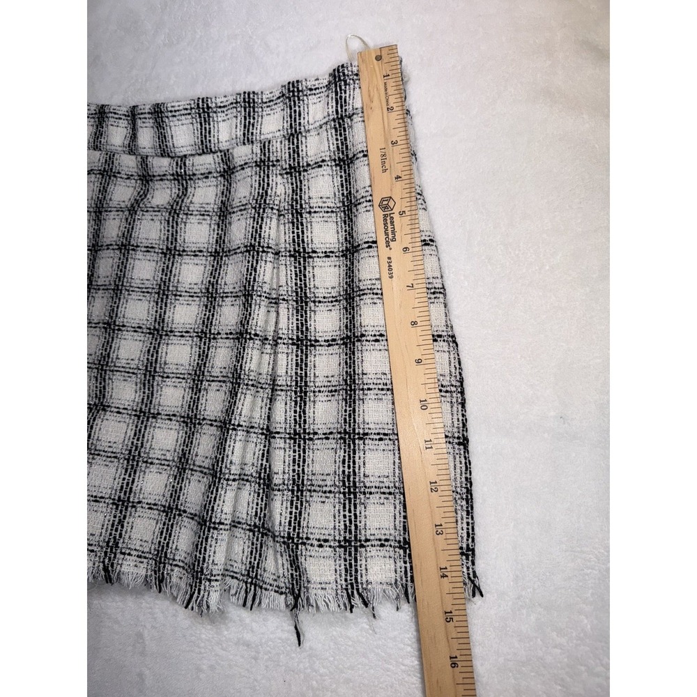 Umgee Women‎ Black White Plaid Tweed Metallic Pleated Frayed Hem Skort L A0291 - Picture 7 of 7